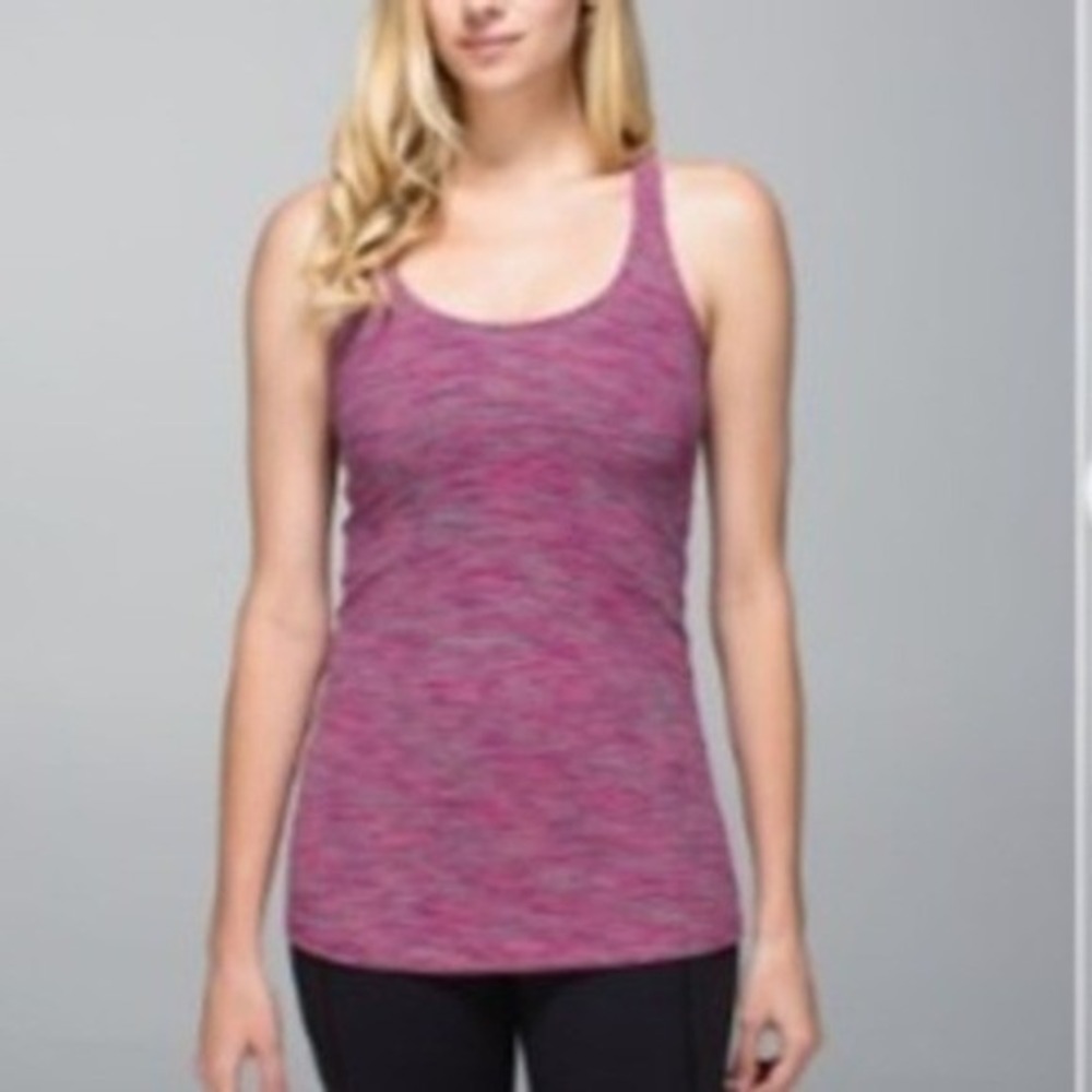 Lululemon Cool Racerback Tank Top Pink‎ Purple Space Dye Slim Fit Yoga Gym S